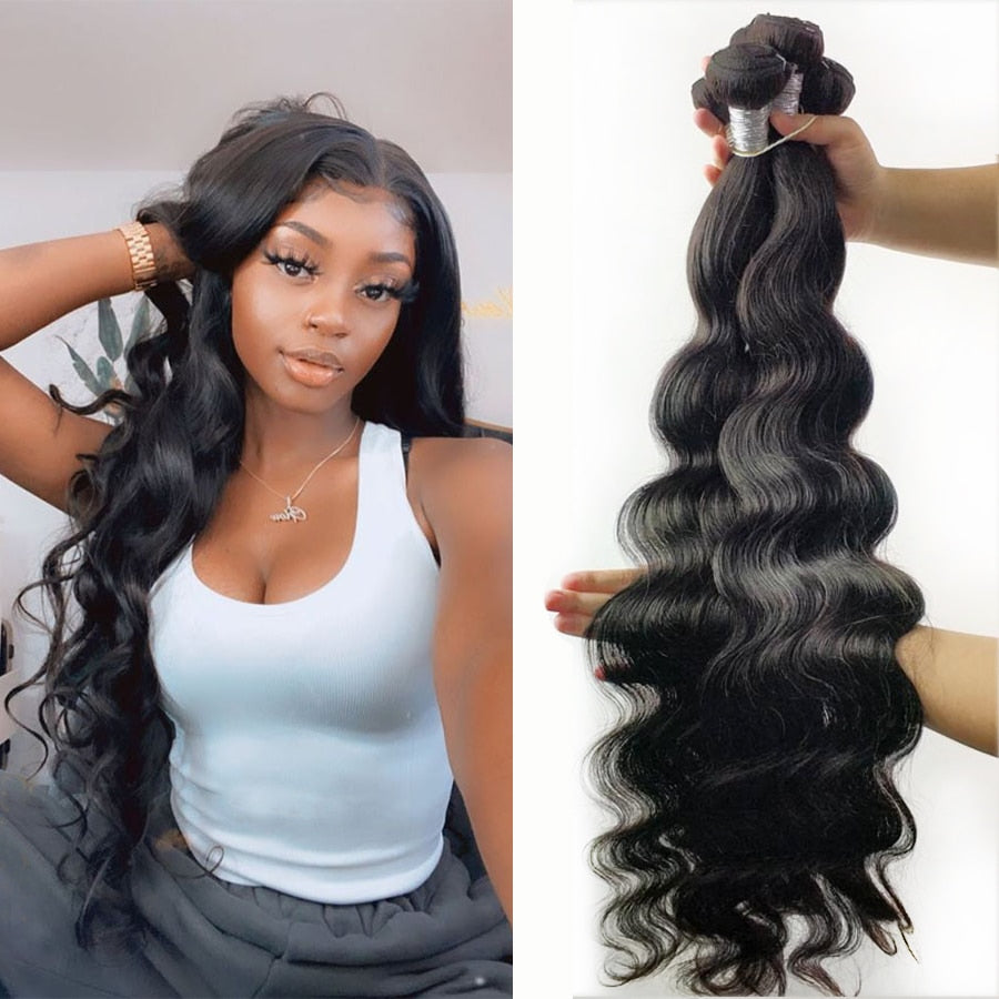 Peruvian Hair Bundles with 100% Human Hair with Natural Color Extension