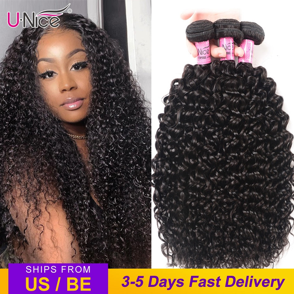 UNice Hair 100% Curly Weave Human Hair Remy Hair 8-26" Brazilian Hair Weave Bundles Natural Color 1 Piece Black Friday Deals