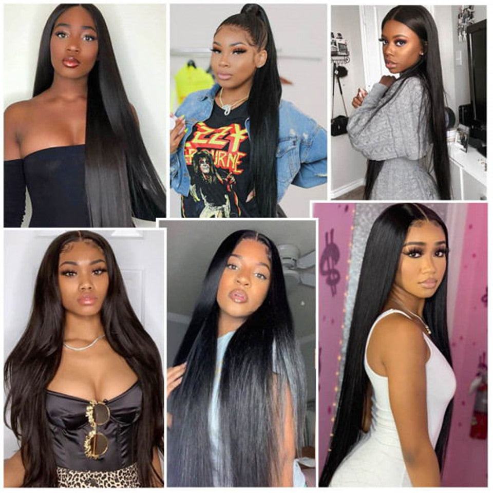 360 Straigt HD Transparent Lace Wigs13x4 Lace Front Human Hair Wigs For Block Women Brazilian 32 Inch Straight Lace Frontal Wig